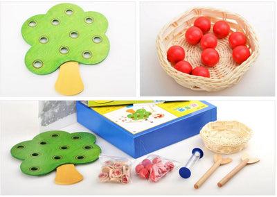 Plateau à chevilles Montessori « pommier » pour compter B