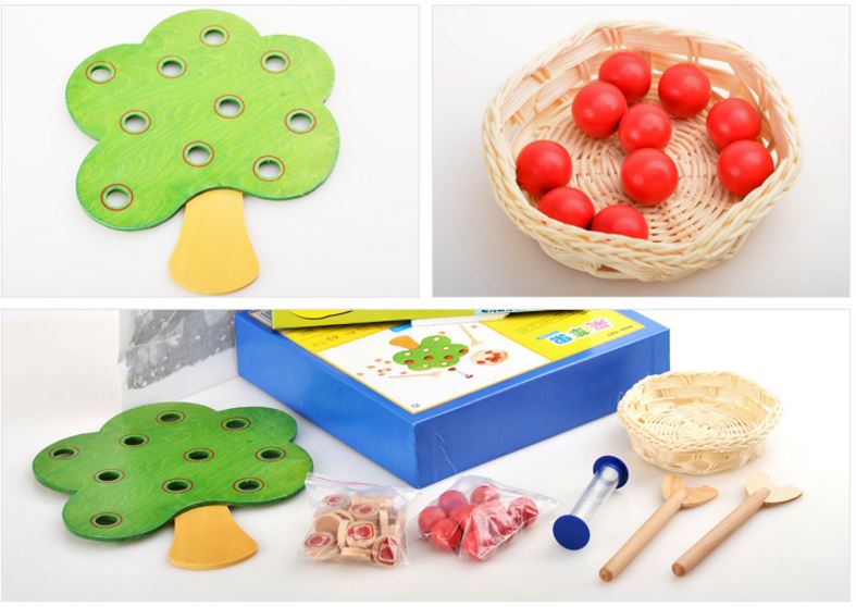 Plateau à chevilles Montessori « pommier » pour compter B