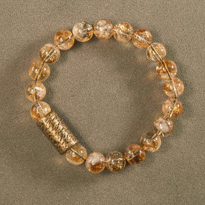 Buddha Stones Natural Citrine Crystal Brass Bead Protection Bracelet Bracelet BS 4