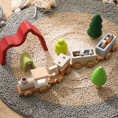 Train d'anniversaire en bois Fidtoy avec blocs numérotés