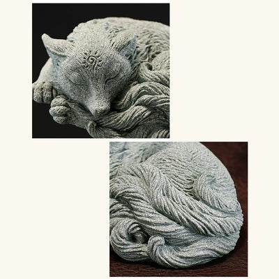 Buddha Stones Small Nine Tailed Fox Protection Home Tea Pet Figurine Decoration Decorations BS 9