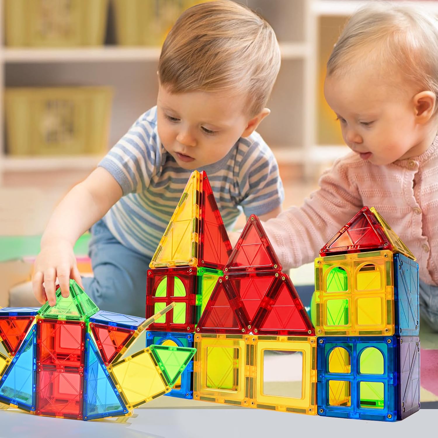 Fidtoy Magnetic Tiles Set de Inicio Juguete de Construcción de 32 Piezas