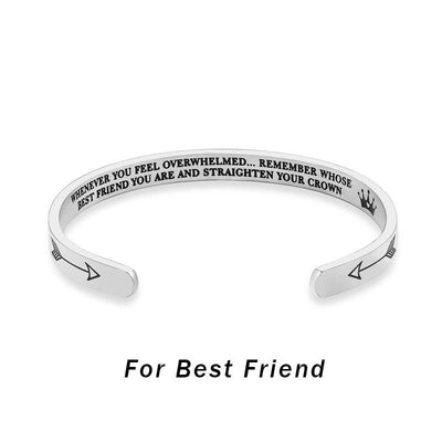 Buddha Stones Inspirational Bracelets Personalized Gift for Her Him Engraved Mantra Cuff Bangle Crown Jewelry - For best-friend - image 7