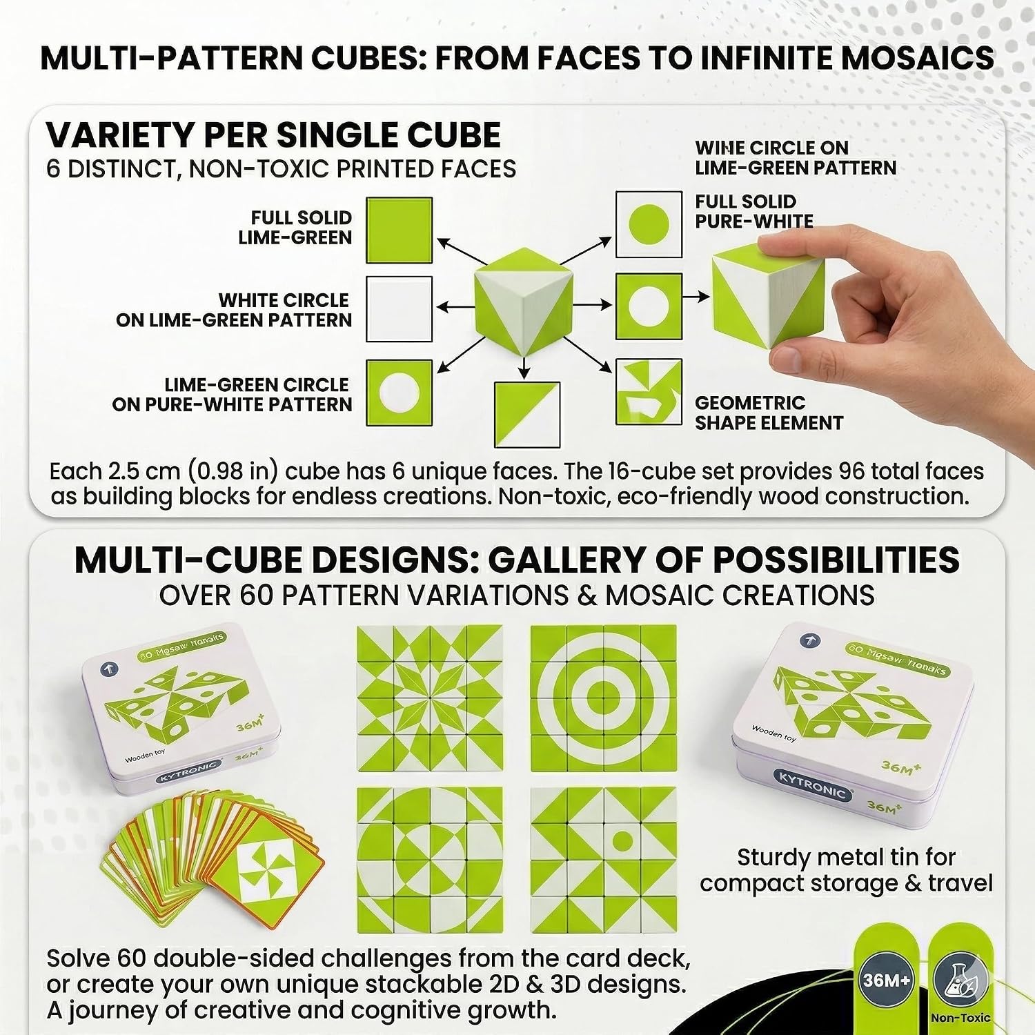 Bloques de patrones de geometría Montessori 3D de madera