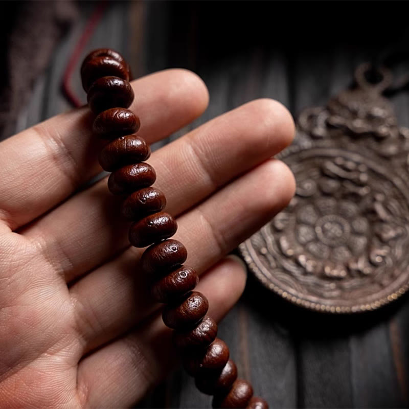 Buddha Stones Natural Tibet 108 Mala Beads Purple Bodhi Seed Hetian Cyan Jade Copper Dorje Peace Bracelet Mala Bracelet BS 17