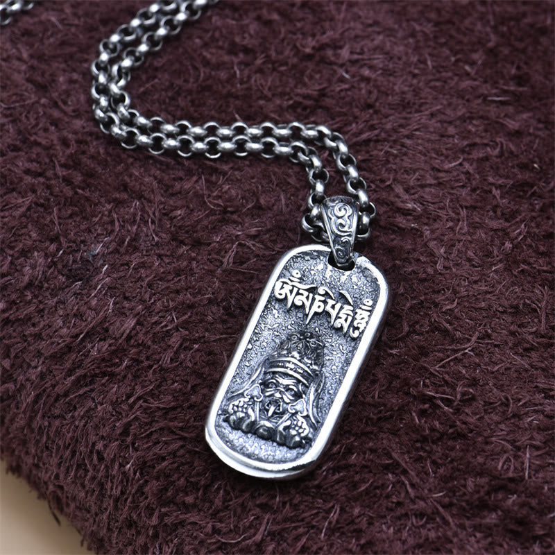 Foviel 925 Sterling Silver Zakiram Goddess of Wealth Om Mani Padme Hum Peace Necklace Pendant