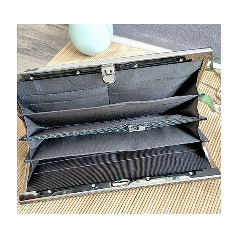 Buddha Stones Flower Plum Peach Blossom Bamboo Double-sided Embroidery Large Capacity Cash Holder Wallet Shopping Purse - image 11