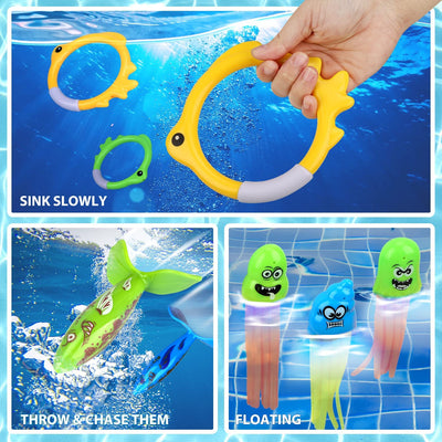 Fidtoy Pool Dive Toy Set for Kids 4-8 Treasure Hunt Game