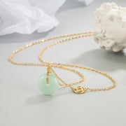 Foviel Jade Fu Character Copper Coin Peace Buckle Abundance Necklace Pendant
