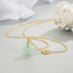 Buddha Stones Jade Fu Character Copper Coin Peace Buckle Abundance Necklace Pendant Necklaces & Pendants BS Jade&Copper Coin