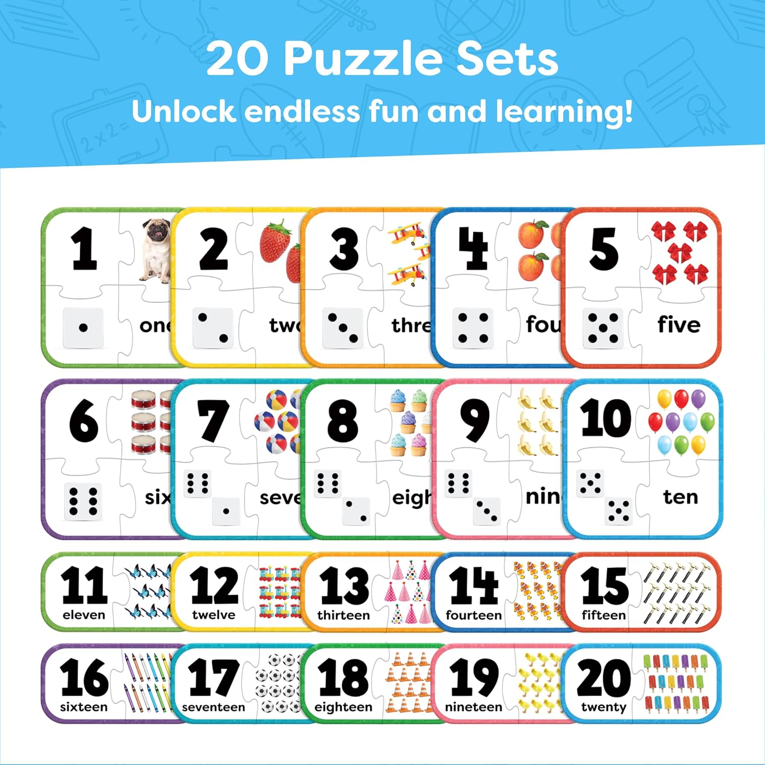 Set de rompecabezas Fidtoy de emparejar números, juguete educativo de matemáticas tempranas