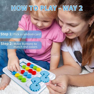 Fidtoy 2in1 Four Color Matching Gear Pattern Logic Game, Plastic Manual Color Matching Gear Puzzle, Spatial Awareness and Numeracy Logic Toy Ages 2-6