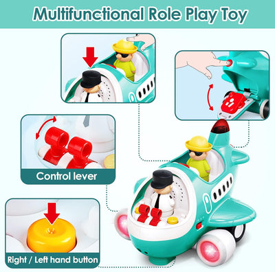 Fidtoy RC Airplane Toy with Lights and Sounds for Toddlers