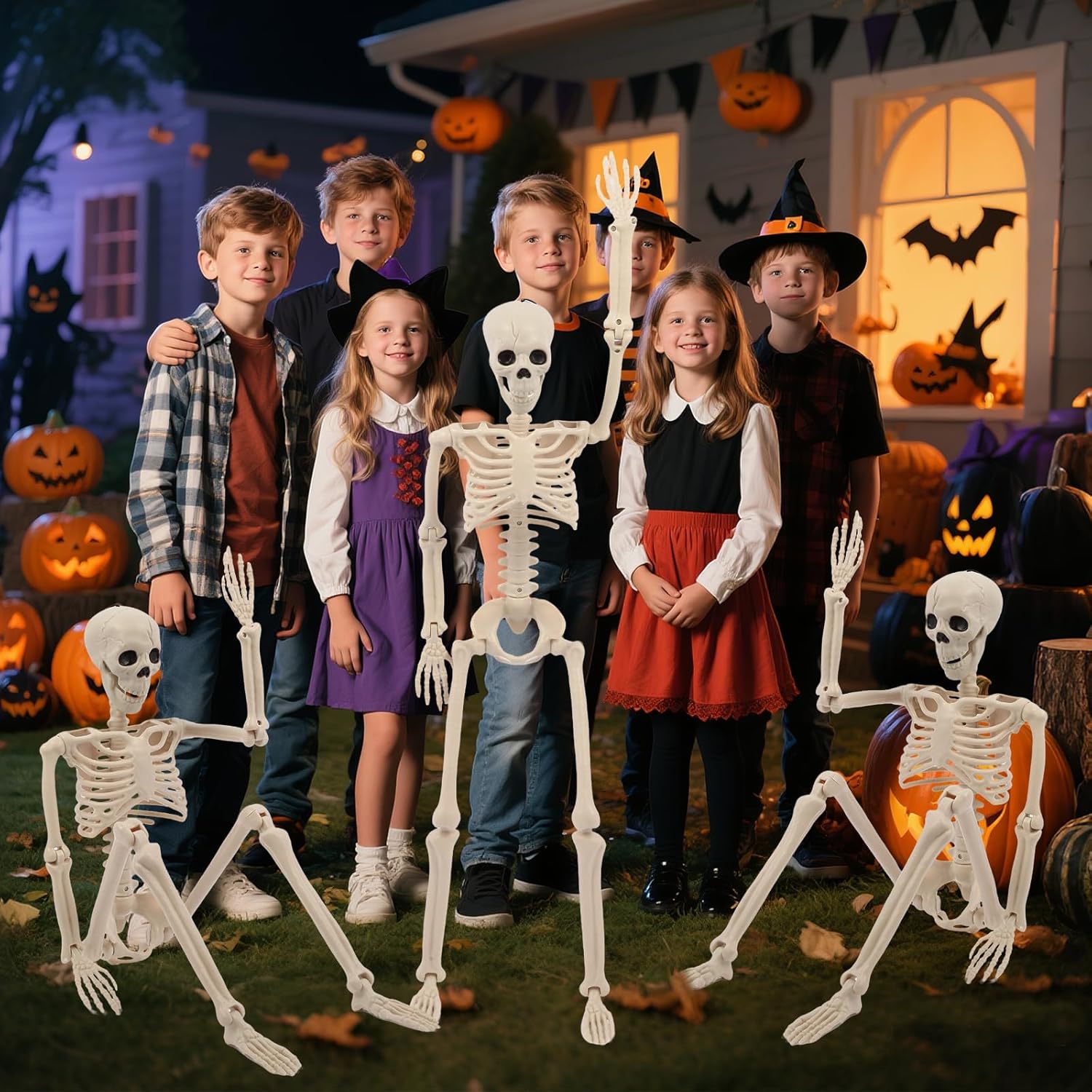 Fidtoy Decoraciones Esqueletos Articulados de Halloween, Set de 2