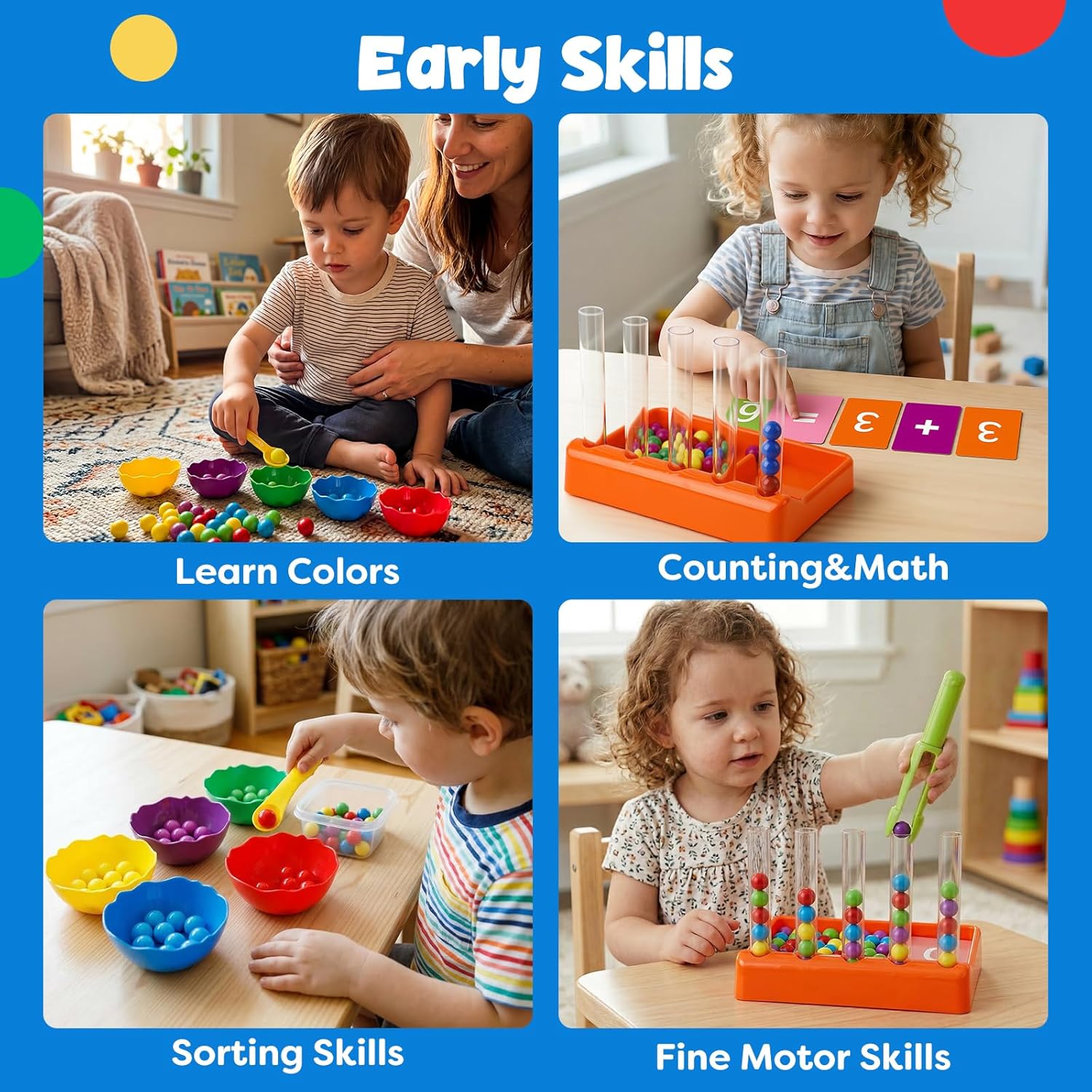 Fidtoy Tweezer Color Sorting Kit for Preschool Learning