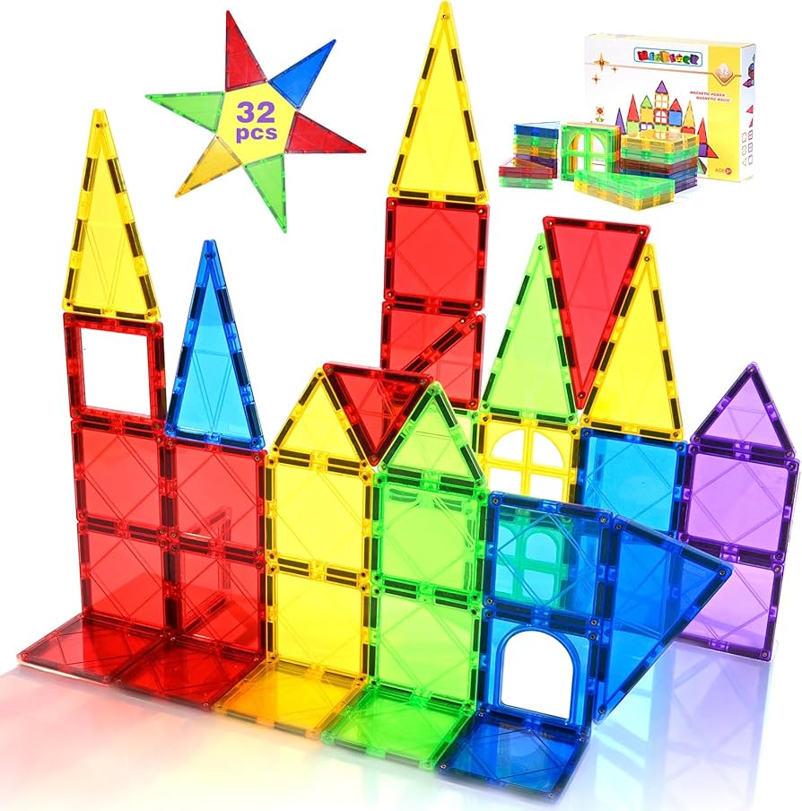 Fidtoy Magnetic Tiles Set de Inicio Juguete de Construcción de 32 Piezas