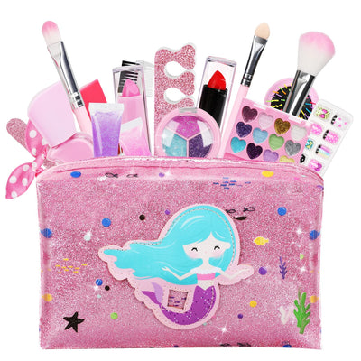 Fidtoy Kit de Maquillaje de Sirena para Niñas con Bolso y Set de Belleza