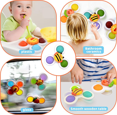 Fidtoy Baby Suction Cup Spinner 3 pieces Toy Pop It Sensory Bath Toy
