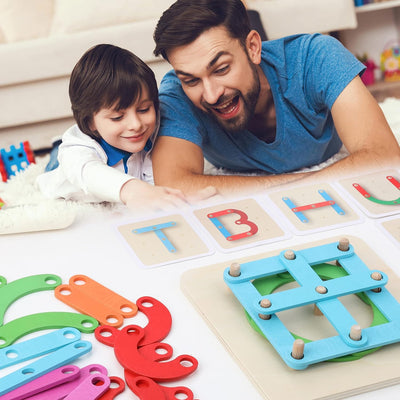 Fidtoy Numbers and Letters Jigsaw Puzzle Wooden Toy