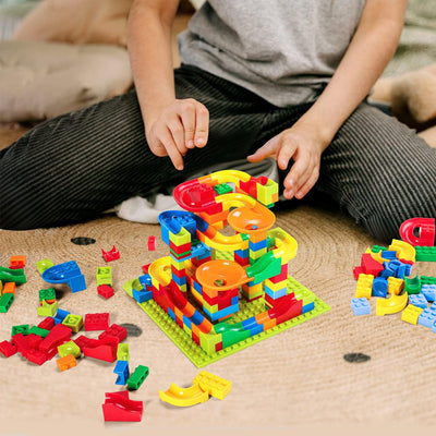 Fidtoy Slideway Building Blocks 206 PCS – Marble Run Construction Toy for Kids 6+
