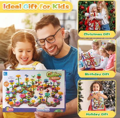 Fidtoy Flower Garden Building Toy Set for Kids 272 PCS Creative STEM Construction Flowers Toy
