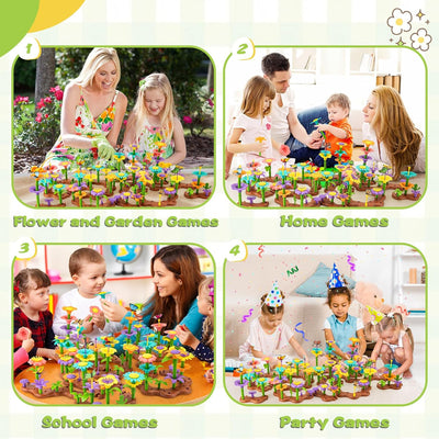 Fidtoy Flower Garden Building Toy Set for Kids 272 PCS Creative STEM Construction Flowers Toy