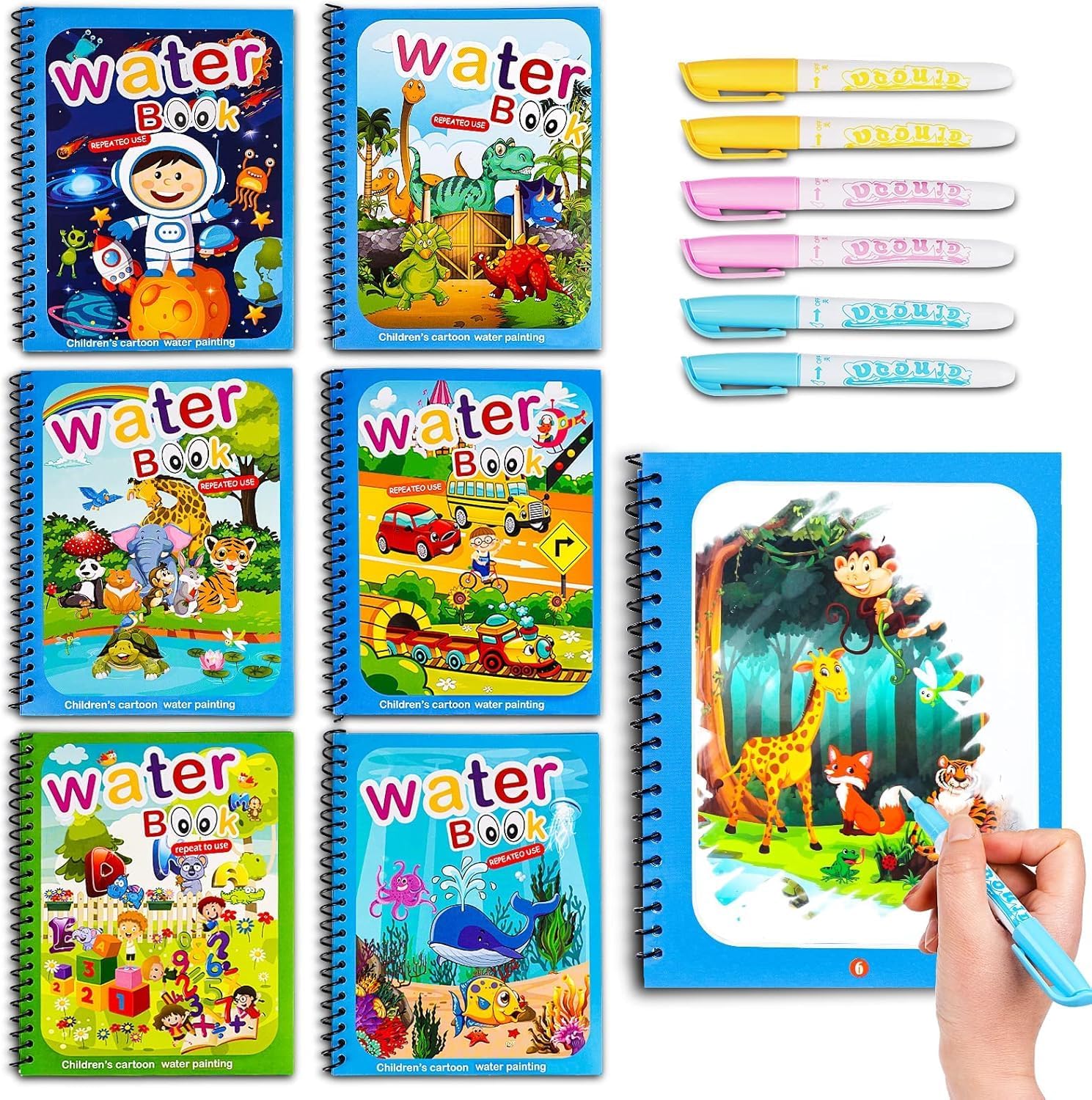 Fidtoy Aqua Doodle Magic Water Coloring Book Reusable for Toddlers