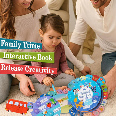 Livre d'activités Be2BeKidz pour l'apprentissage de l'alphabet pour les tout-petits 1-3 ans | Livre d'activités Montessori ABC pour enfants | Jouet éducatif de style Babybus pour l'apprentissage préscolaire et le développement de la motricité fine