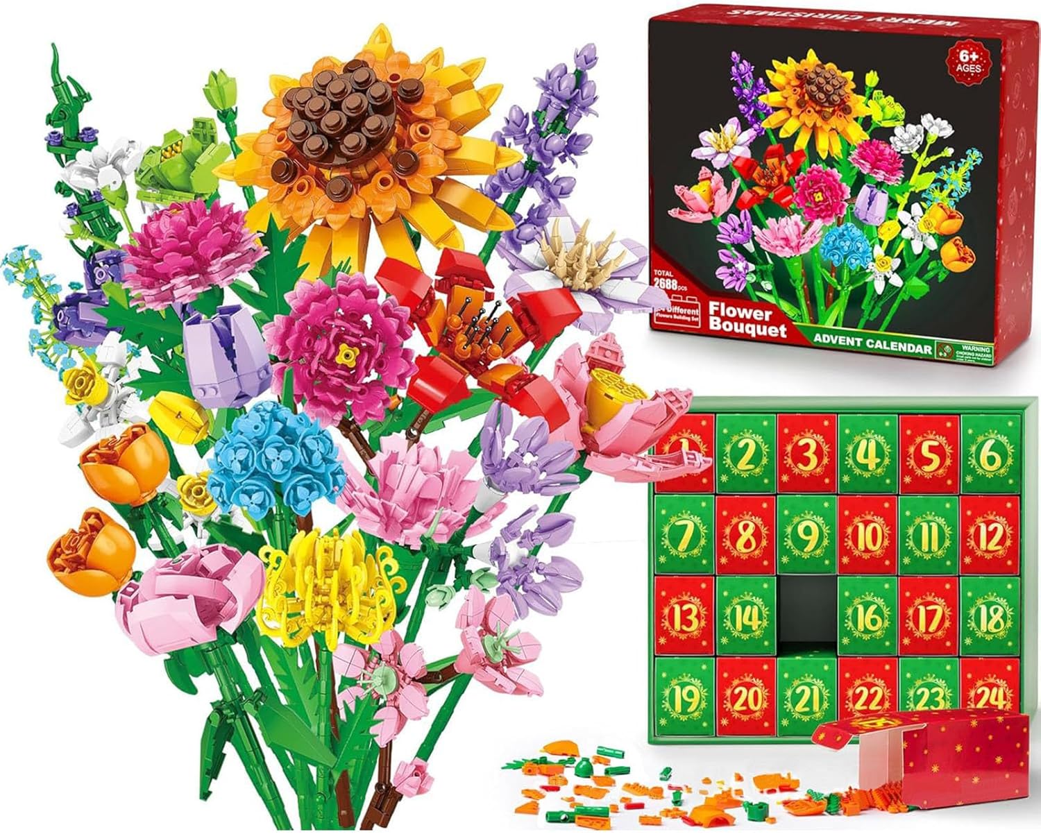 Calendrier de l'Avent de construction 24 jours MerryBlooms™