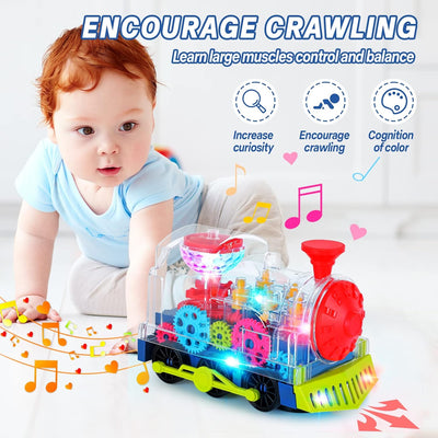 Fidtoy Train musical lumineux pour tout-petits | Jouet interactif pour tout-petits avec lumières et musique
