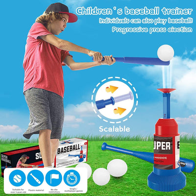 Fidtoy Baseball Sports Play Set pour enfants – Ensemble de jouets de baseball T-Ball pour débutants avec lanceur, batte et balles de baseball souples pour l'entraînement en extérieur