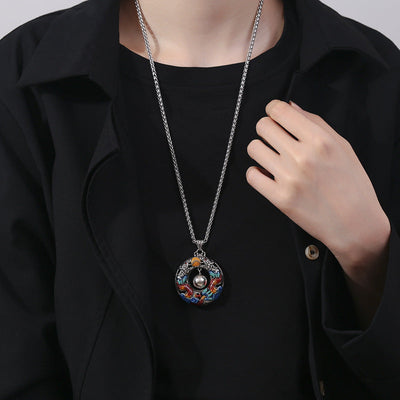 Buddha Stones Year of the Dragon Colorful Double Dragons Playing Bead Copper Protection Necklace Pendant Necklaces & Pendants BS 3