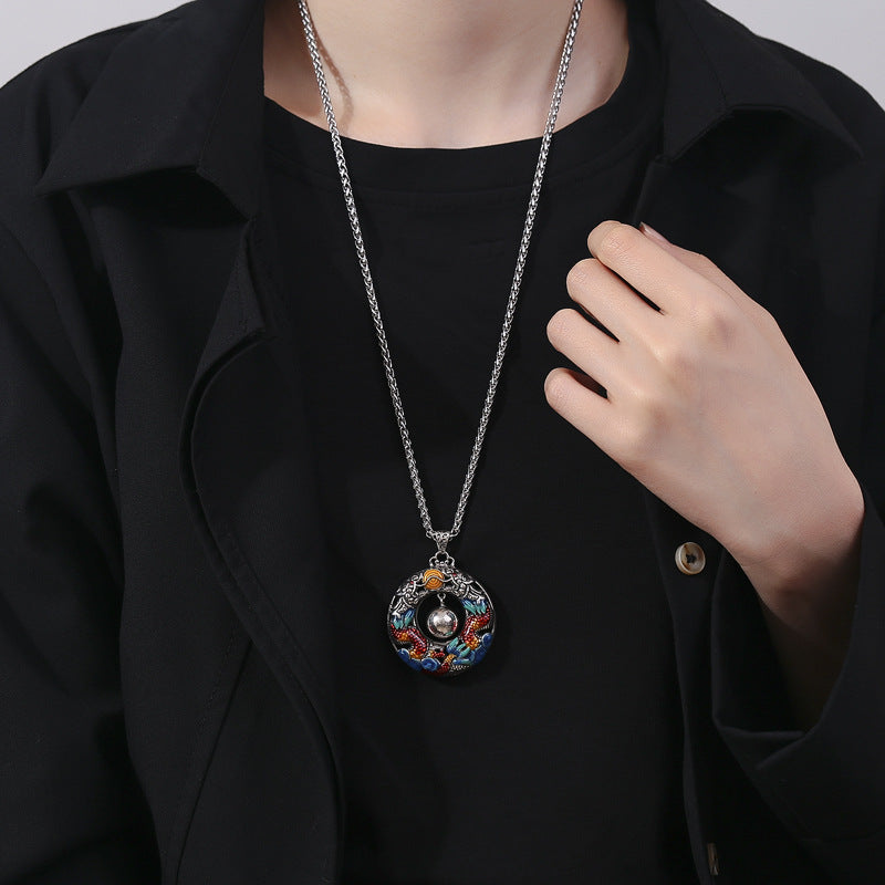 Buddha Stones Year of the Dragon Colorful Double Dragons Playing Bead Copper Protection Necklace Pendant Necklaces & Pendants BS 3