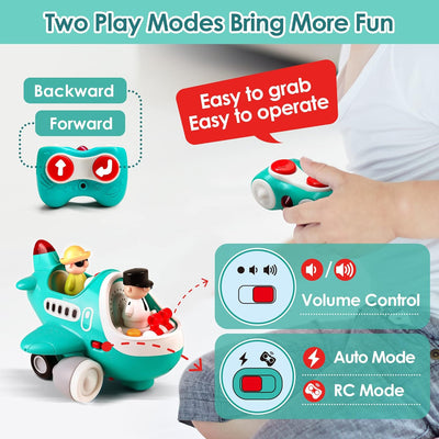 Fidtoy RC Airplane Toy with Lights and Sounds for Toddlers