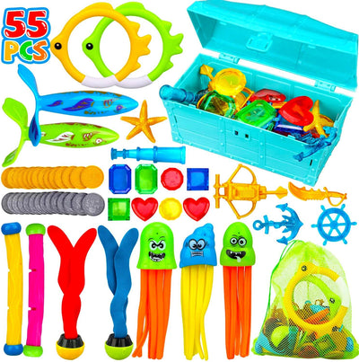 Fidtoy Pool Dive Toy Set for Kids 4-8 Treasure Hunt Game