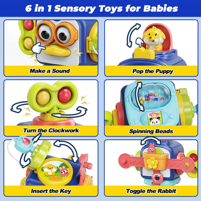 Cube d'activités Montessori Fidtoy pour bébés – Jouet sensoriel de voyage pour l'apprentissage de la motricité fine et le développement des tout-petos