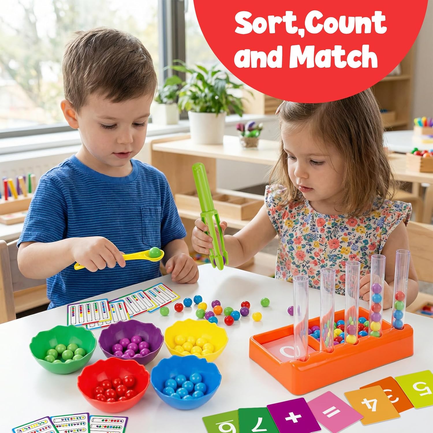 Fidtoy Tweezer Color Sorting Kit for Preschool Learning