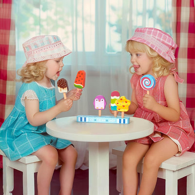 Fidtoy Wooden Ice Cream Set for Toddlers Pretend Play