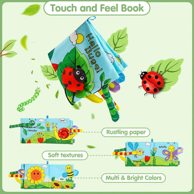 Fidtoy Baby Crinkle Cloth Book for Newborns – Montessori Sensory Fabric Activity Book for Babies 0-12 Months