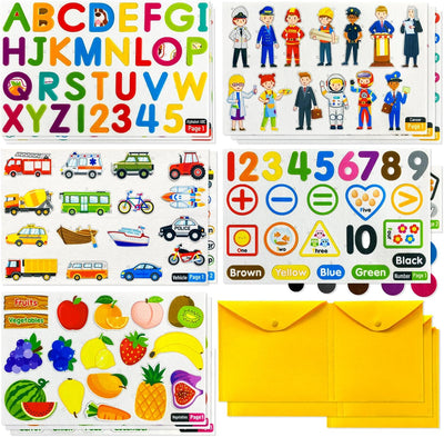 PENGFULL Ensemble de 5 pièces d'apprentissage en feutre, lettres de l'alphabet, fruits et légumes, chiffres, métiers de la communauté, transports, pour tableau en feutre, pour tout-petits, maternelle et préscolaire