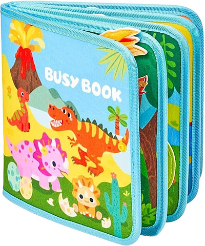 Fidtoy Dinosaur Friends Busy Book – Interactive Montessori Activity for Toddlers 2-5