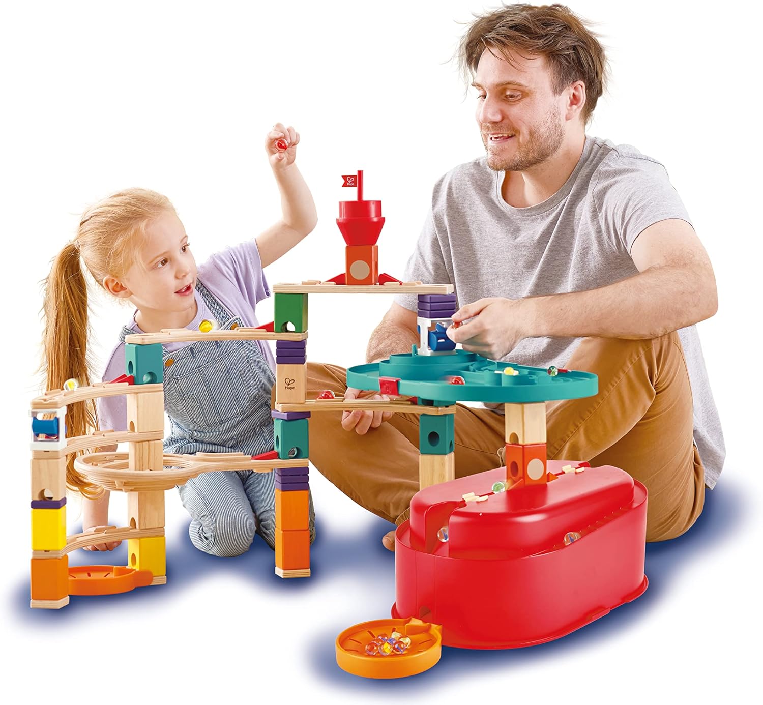 Fidtoy Ensemble de construction de circuit de billes en bois Jouet STEM