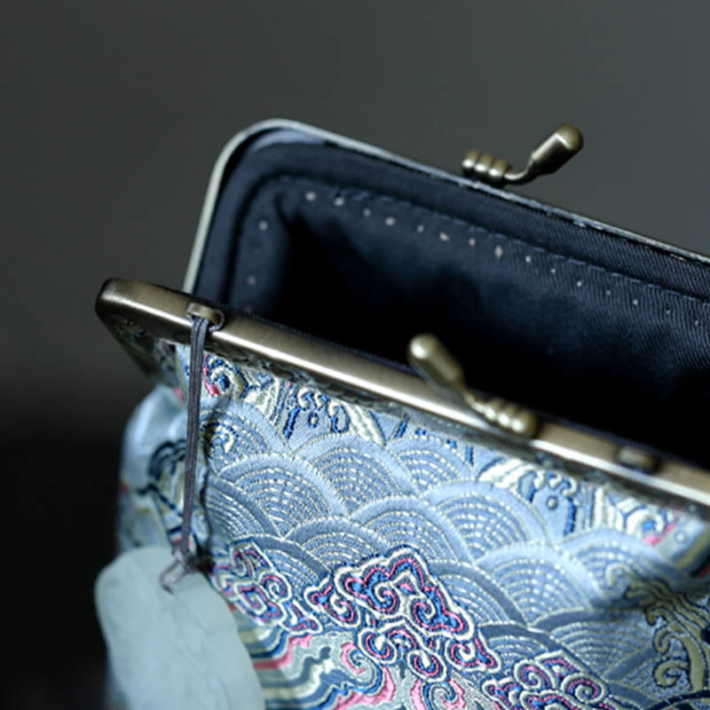 Buddha Stones Small Blue Ocean Waves Metal Chain Crossbody Bag Shoulder Bag Cellphone Bag Crossbody Bag BS 2