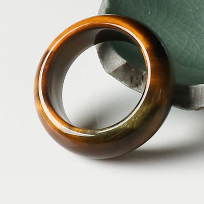 Buddha Stones Tiger Eye Stone Strength Protection Ring Ring BS 2