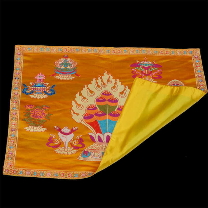 Buddha Stones Prayer Altar Mat Healing Meditation 8 Auspicious Symbols Mat Prayer Altar BS 7