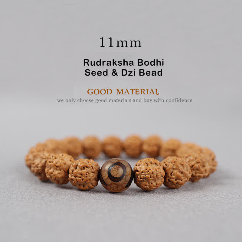 Buddhastoneshop Tibet Rudraksha Bodhi Seed Dzi Bead Amber Turquoise Wealth Bracelet