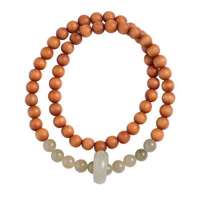 Buddha Stones Sandalwood Hetian Jade Protection Double Wrap Bracelet Bracelet BS 9