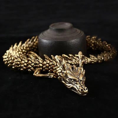 Buddha Stones Brass Copper Dragon Wealth Luck Protection Statue Figurine Home Decoration Decorations BS 2