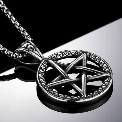 Buddha Stones Pentagram Titanium Steel Balance Necklace Pendant Necklaces & Pendants BS 4