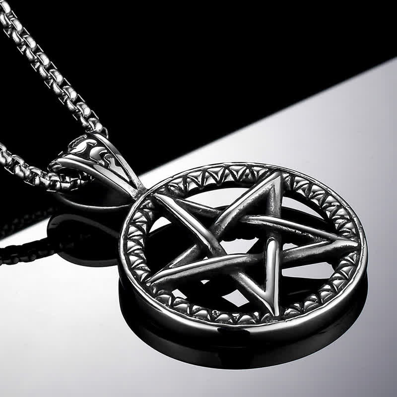 Buddha Stones Pentagram Titanium Steel Balance Necklace Pendant Necklaces & Pendants BS 4